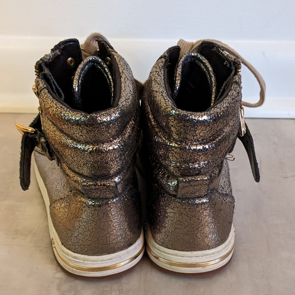 Michael Kors Vintage Gold Leather High Top Sneakers Size 6 - Picture 4 of 7